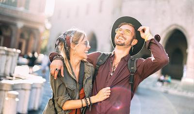 Couple smiling with white teeth in lower plenty
