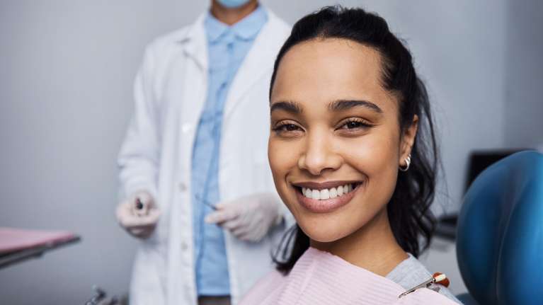 patient getting dental cleans in lower plenty